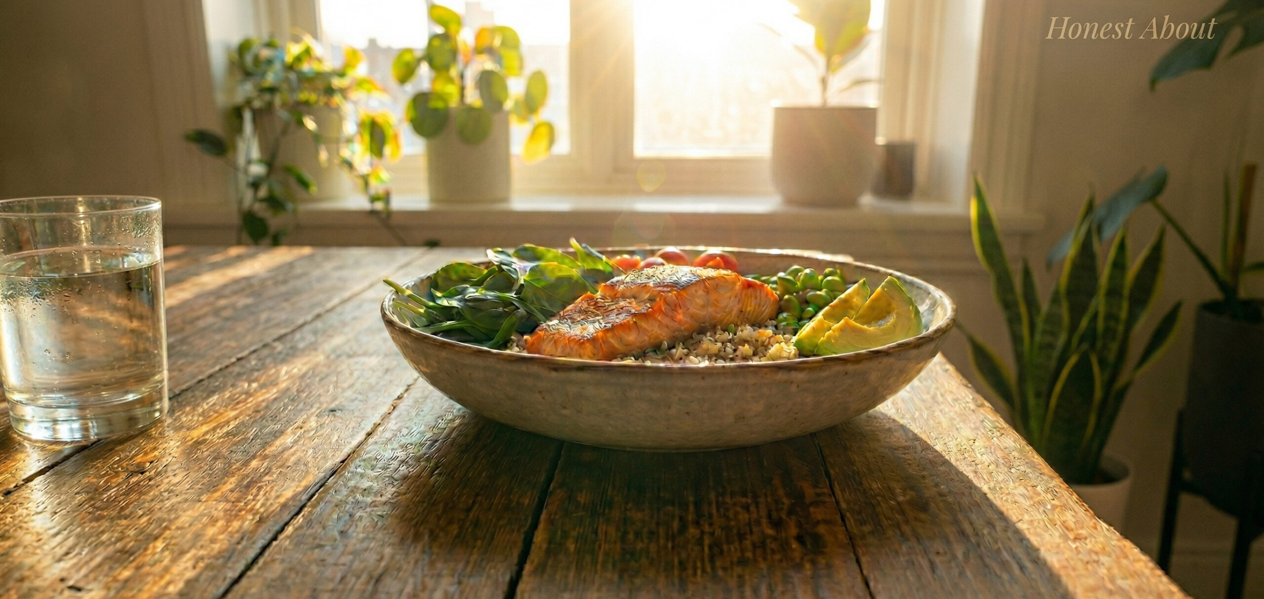 Using tools like the Honest About app allows you to visualize how a single meal—like this salmon and quinoa bowl—supports your gut's SCFA potential.